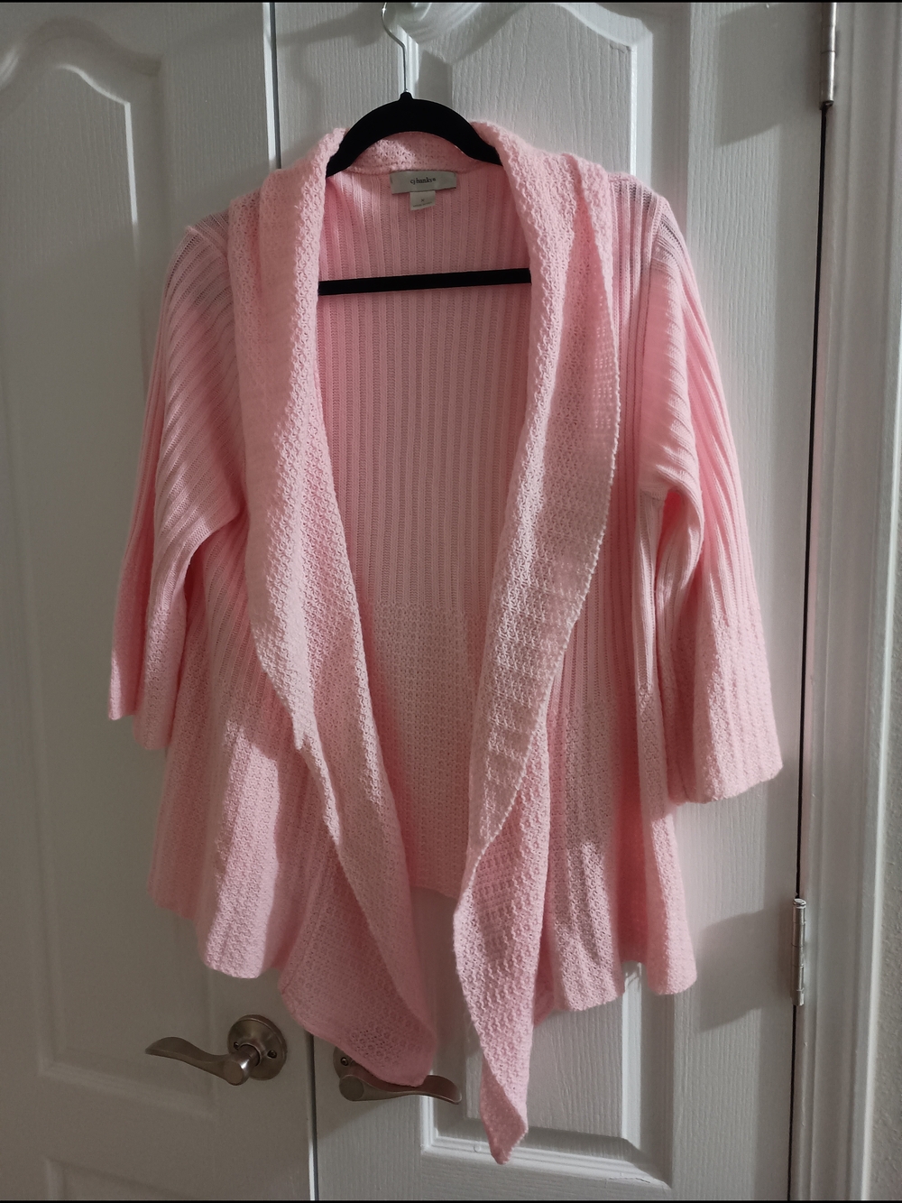 Soft Pink Shawl-Collar Knit Cardigan